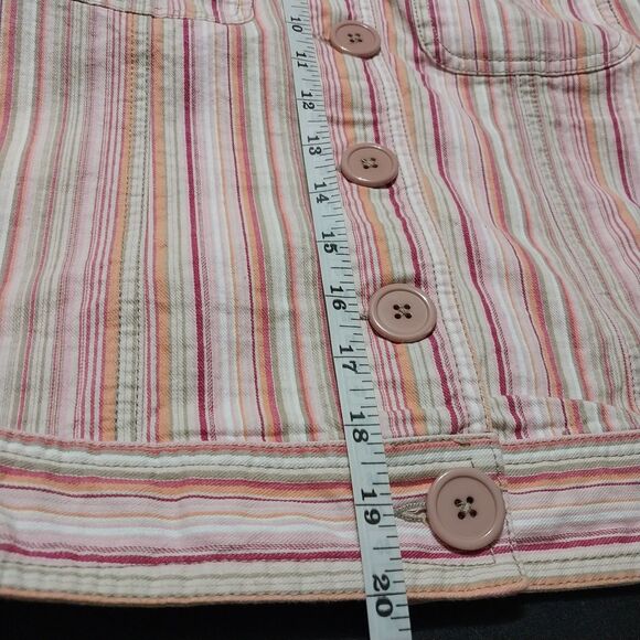 Kim Rogers jacket Womens Medium pink multicolor striped denim stretchy cropped - Picture 6 of 6